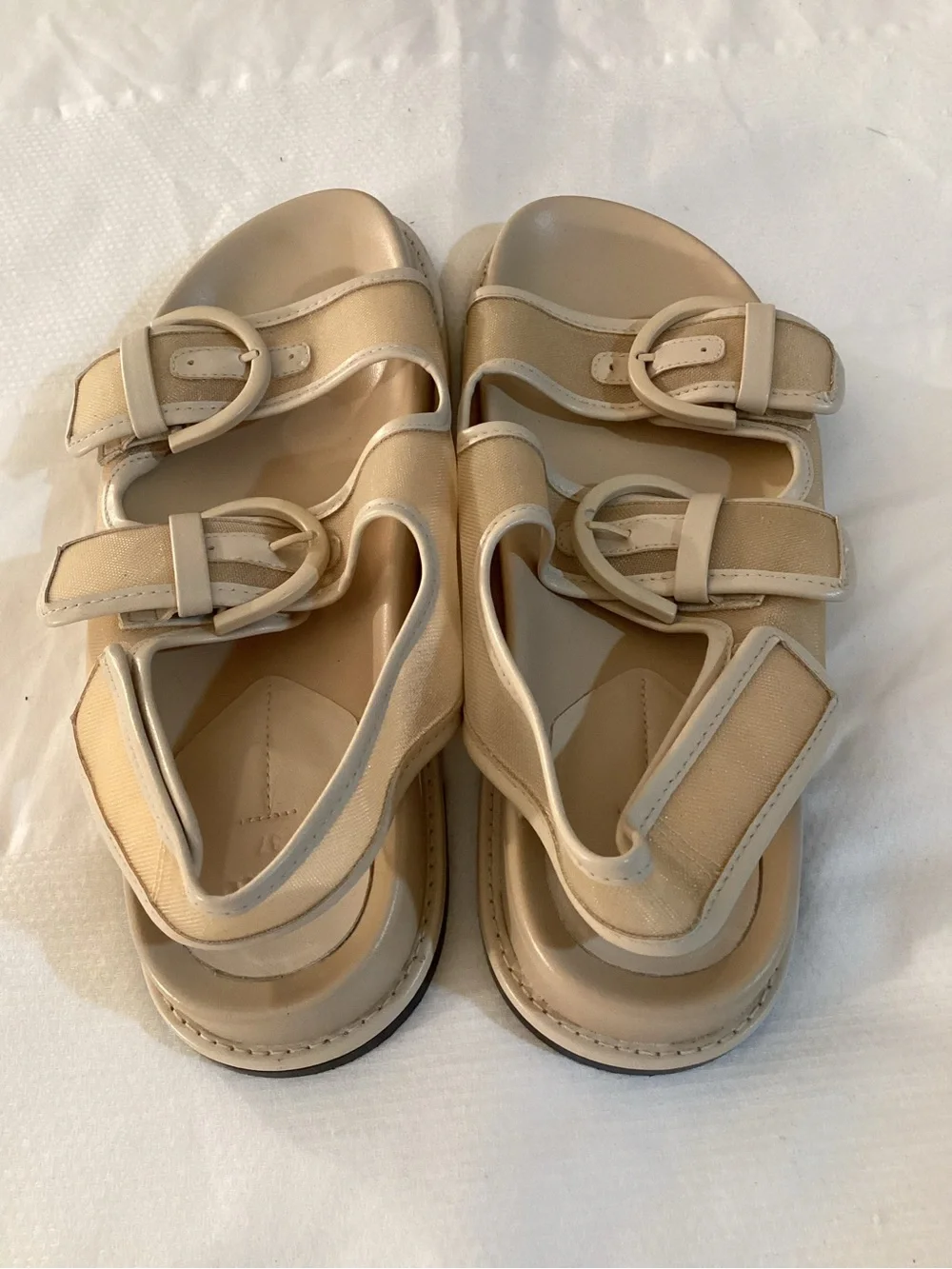 Zara Buckled Flat Mesh Sandals - Picture 5 of 14